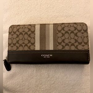 NWT Coach Signature Stripped According Zip Wallet